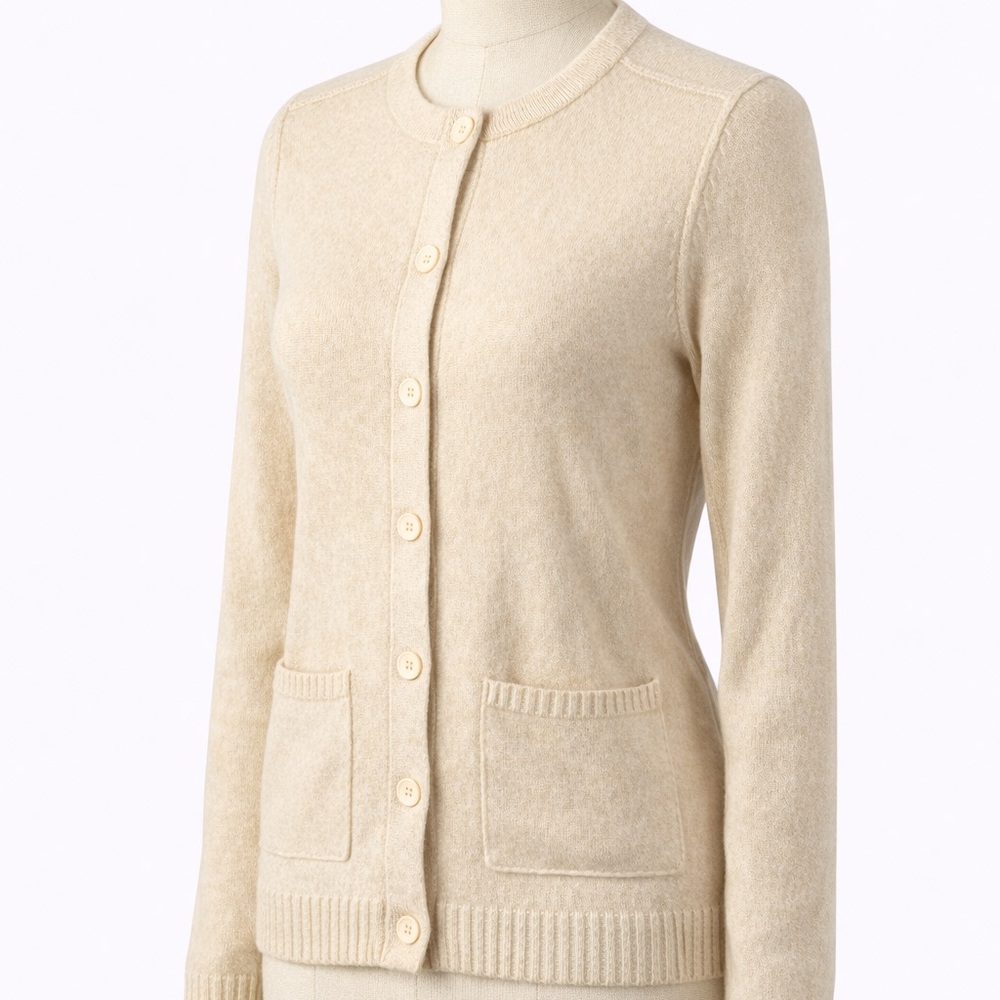Aqua Cream Oatmeal Women's Cashmere Cardigan XS - Picture 4 of 10
